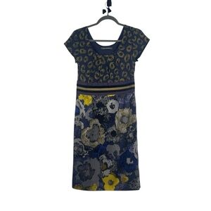 Boden Limited Ed 4 Mixed Print Silk Lined Dress w Velvet & Ribbon Waistband